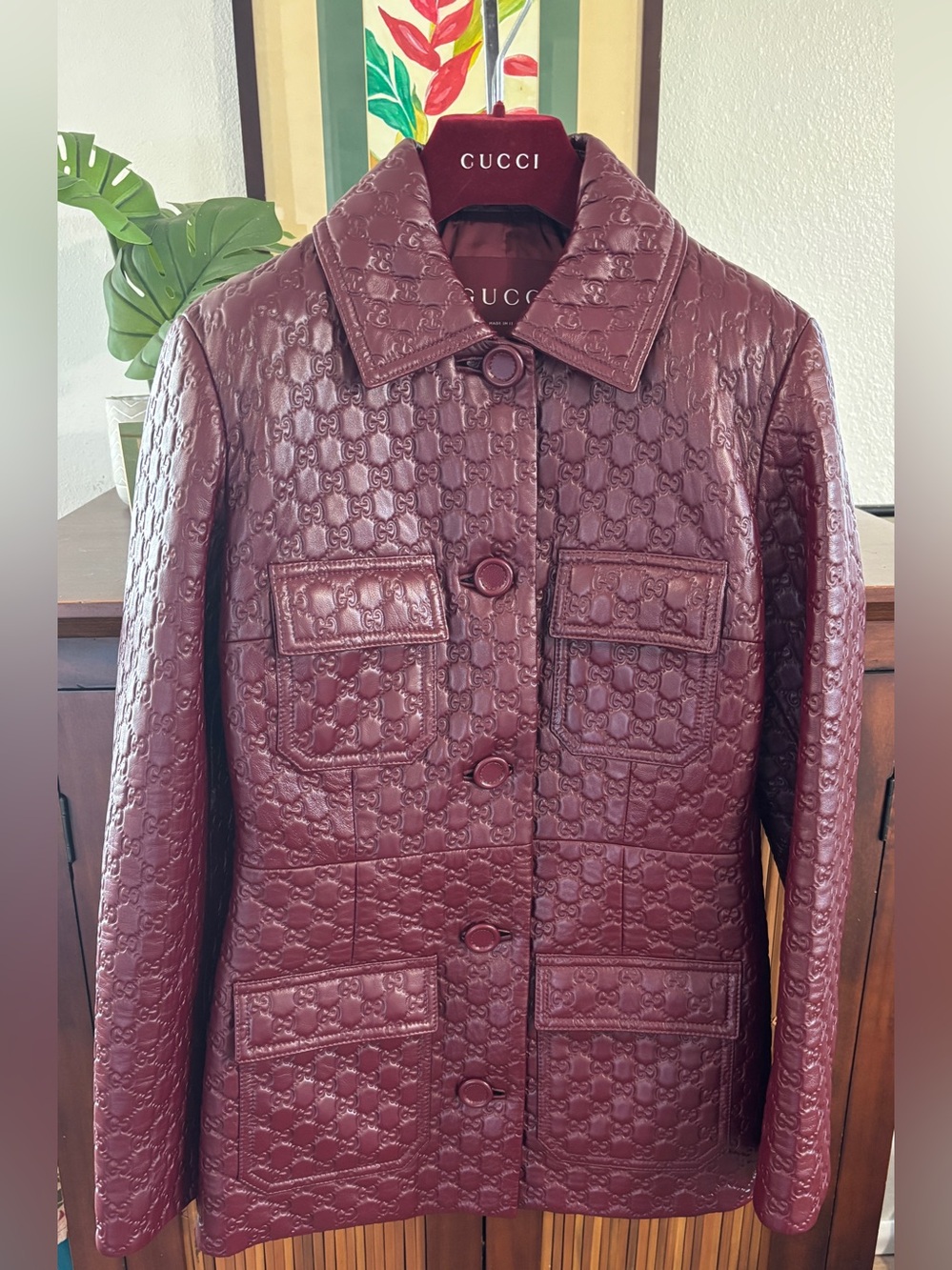 NWT Gucci embossed Napa leather jacket w/ accessories  sz 40